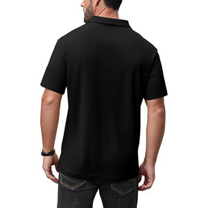 Polo à manches courtes pour hommes, motif solide, col classique avec fermeture à bouton, logo personnalisé décontracté d'affaires pour le bureau - Product Image 5