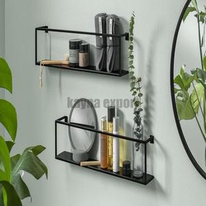 Black <b>Wire</b> Rectangle Black Coated Fancy Metal Hanging <b>Wall</b> Shelves Iron <b>Wall</b> Mounted Handmade Display Multi-Purpose Shelves Rack - Product Image 2