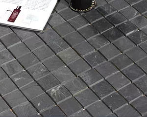 Carreaux de mosaïque carrés en <span class=keywords><strong>ardoise</strong></span> noire mate - Carreaux muraux en pierre naturelle écologiques et durables <span class=keywords><strong>pour</strong></span> cuisines et patios extérieurs - Product Image 5
