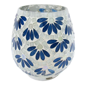 Crackled Mosaic Glass Votive Holder T-light Multiple Color Candle Holder Decorative <b>Hurricane</b> Traditional Mosaic <b>Hurricane</b> - Product Image 1
