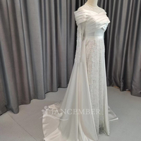 Robe de mariée élégante en satin Jancember CM44, robe de mariée scintillante, robe de mariée à col en V, robe de mariée à manches longues, tenue de soirée de fiançailles