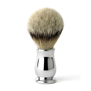 Brocha de Afeitar Profesional con Mango Metálico Cómodo, Pelo de Texugo Silvertip, Logotipo Personalizado, para Cuidado Personal de Barba, Venta al por Mayor - Product Image 1