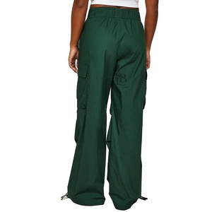Nuevos pantalones Cargo holgados de pierna ancha de cintura alta, 4 bolsillos, pantalones con cordón de algodón 100%, pantalones personalizados para mujer, pantalones Cargo personalizados - Product Image 3