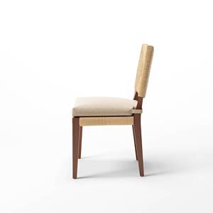 Silla de Comedor Recha de Diseño Moderno en Madera de Teca Sólida, Altura Ajustable, Acabado Natural, Cuerda Tejida y Cojín de Terciopelo para Muebles de Hogar y Jardín - Product Image 3