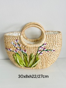 Women's Eco-friendly Water Hyacinth <b>Summer</b> <b>Handbag</b> with Shell and Zipper Closure New Arrival Natural Fashion Bag - Product Image 5