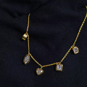 สร้อยคอเพชรทรงหยดน้ำหรูหรา รูปทรงกลม มาร์คีส์ หัวใจ เจ้าหญิง เพชรเลี้ยงในห้องแล็บ เกรด VVS VS EF CVD สำหรับผู้หญิง - Product Image 1