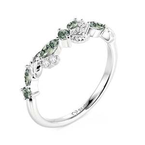 Bague de mariage Jeulia plaquée or rose avec agate mousse feuille de nuit d'été pour femme - Product Image 1