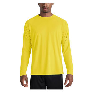 Camiseta Deportiva Casual para Hombre, Cuello en V, Manga Larga, Tejido Twill de Poliéster/Algodón, Transpirable, de Secado Rápido y Ecológica - Product Image 5