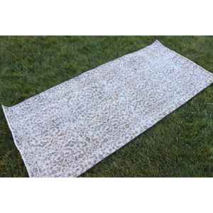 Alfombra de 3x6.4 pies, Alfombra Turca Vintage, Alfombra de Lana Blanca - Product Image 3