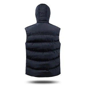 Veste d'hiver sans manches avec logo personnalisé pour hommes avec capuche moulante imperméable brillante gilet d'hiver de style décontracté pour hommes - Product Image 4