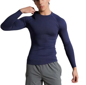 Sublimación Impreso Cuello redondo Hombres Rash Guard Camisa de compresión de manga larga Gimnasio Fitness Personalizado Bajo MOQ Producción rápida - Product Image 6
