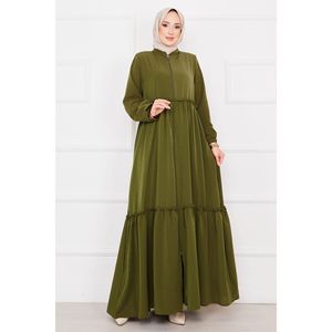 Khaki Elastic Sleeve Drawstring Hijab <b>Abaya</b> Durable Neckerchief - Product Image 3