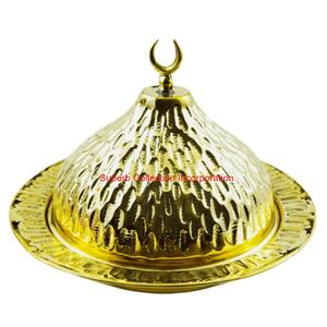 Tazón de fecha de Metal en tono plateado martillado moderno con luna creciente elegante plato de servir Eid de Ramadán islámico para decoración del hogar y regalos - Product Image 5