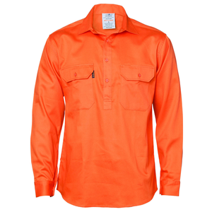 Chemises de travail avec logo personnalisé OEM haut de gamme Chemise de travail en sergé de coton bleu marine solide Vêtements de travail à manches longues pour uniformes de mécaniciens fabriqués en Inde - Product Image 2