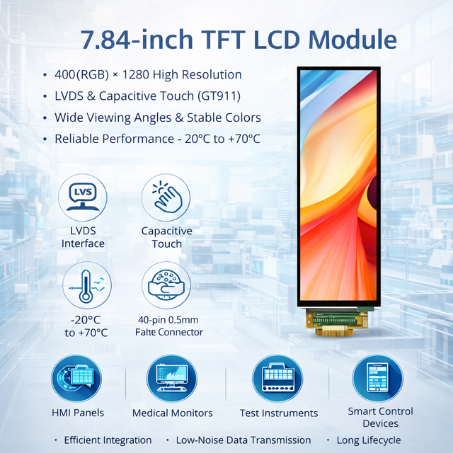 7.84 Inch 400x1280 LVDS Interface HD Vertical TFT LCD Display Module with Capacitive Touch Screen for Industrial HMI