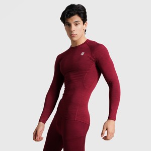 GA Men's Compression <b>Long</b> <b>Sleeves</b> <b>Undershirt</b> Maroon Color - Product Image 3