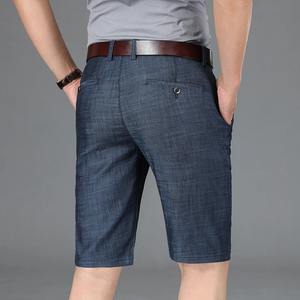 High Quality Men's Business Denim <b>Shorts</b> Classic Summer Solid Straight-Fit Stretch Lyocell <b>Jeans</b> <b>Black</b> Blue Embroidered - Product Image 4