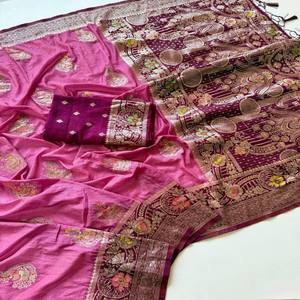 ผ้าส่าหรี VASTRA COTTAGE ผ้ากัตตีจีออร์เจตต์แท้ พร้อมลายปักโบราณแบบซารี มีนา บุตตา แจ็คการ์ด ทออย่างประณีต พร้อมผ้าปาลลูย้อมสีด้วยมือ ดีไซน์เนอร์แวร์ - Product Image 2