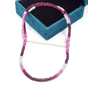 Classic Trendy <b>Ruby</b> Shaded Gemstone Beads <b>Necklace</b> Gold Plated Brass Strand with Religious Car Pattern for Weddings Parties - Product Image 6