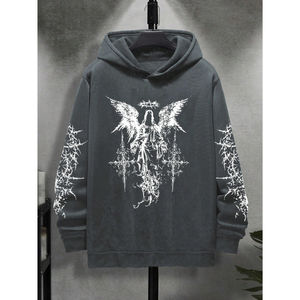 Sudadera con capucha de gran tamaño de algodón grueso 100% personalizada para hombres, ropa informal térmica transpirable de peso pesado, cuello con capucha estampado de invierno - Product Image 1