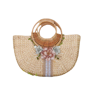 BOLSA DE PAJA DE VIETNAM HECHO A MANO BOLSA DE JACINTO DE AGUA ECOLÓGICO DURADERO TEJIDO TRADICIONAL CON ESTILO - Product Image 3