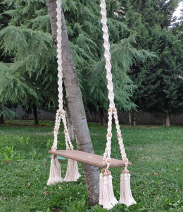 Balançoire Meubles De Jardin COTON FAIT À LA MAIN NATUREL Bébé Balançoire Ensemble Style Couleur bébé chevet dormeur - Product Image 1