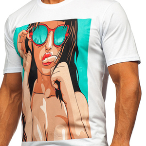 Jersey de coton biologique pur hommes de qualité supérieure directe sur film impression logo personnalisé saison d'été t-shirts - Product Image 5