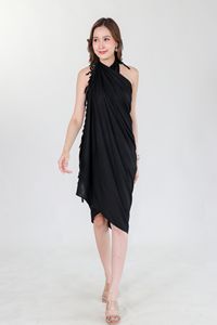 Pareo Hawaiano Negro Sólido, Estilo Luau, para Crucero, Playa, Vestido - Product Image 2