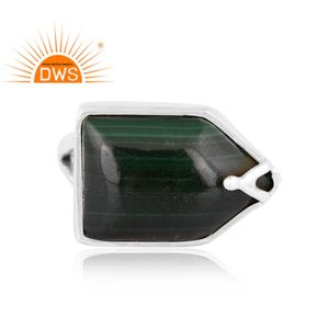 Anillo de plata de ley oxidada a la moda con piedra de malaquita natural, joyería personalizada para mujer, regalo para ella. - Product Image 3