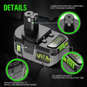 2 Paket Alat Listrik Ryobi 18V 3.0Ah 7.0Ah Baterai Lithium-Ion Isi Ulang Baterai Pengganti untuk Alat Listrik Asli RYO 18V - Product Image 5