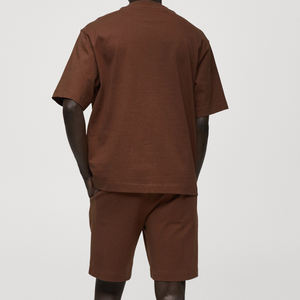 100% coton hommes shorts ensembles bio Jersey deux pièces ensemble à manches courtes hommes survêtement été tenue personnalisée pour hommes - Product Image 4