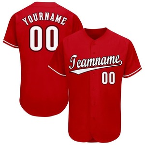 Ropa de equipo personalizada superventas, camiseta de béisbol roja blanca y negra personalizada - Product Image 1