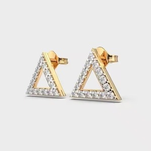 Anant Gems Chic Floral 14k Rose <b>Gold</b> Design and Real Diamond Geometric Stud <b>Earrings</b> for Wedding Function Indian Factory - Product Image 2