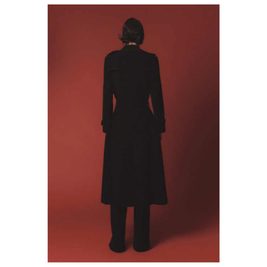 Trench-coat d'hiver long et élégant pour femmes, motif imprimé durable, doublure en soie à double boutonnage, col haut, nouvelle tendance, vente en gros - Product Image 5