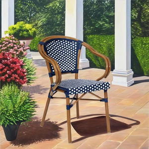 Silla de comedor de ratán minimalista duradera, cómoda para uso en interiores y exteriores, para hoteles, parques, villas, apartamentos, dormitorios, granjas - Product Image 3