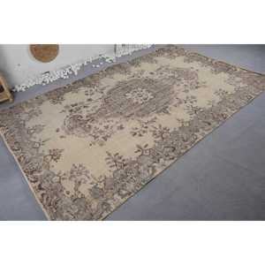 Classique Beige Marron 5.8 X 9.3ft Vintage Tapis Turc Faux Lapin Fourrure Latex Support Patchwork Rectangle Couloir Côté Chevet Nouveau - Product Image 2