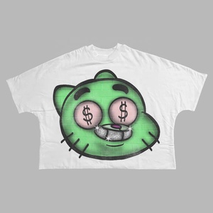 เสื้อยืดผู้ชายทรงโอเวอร์ไซส์ แขนสั้น คอกลม ผ้าคอตตอนหนานุ่ม สไตล์สตรีทแวร์ แนวสปอร์ต - Product Image 3