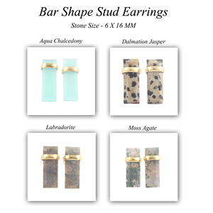 ขายส่งที่กําหนดเองบาร์รูปร่างaqua chalcedonyต่างหูที่เรียบง่าย18พันชุบทองดันกลับต่างหูสตั๊ดพรรคสวมใส่เครื่องประดับของขวัญ - Product Image 2