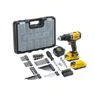Kit perceuse à percussion sans fil Stanley avec 2 batteries, chargeur, étui et 100 accessoires - Product Image 2