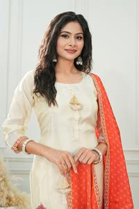 Diseñador hermosa calidad pesada impresión Digital Organza bordado romano viscosa mujeres tradicional Salwar Kameez ODM festivo - Product Image 6