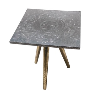 <b>Round</b> <b>Table</b> With Embossing Nickel And bottom Three Legs <b>Gold</b> Finished Aluminium <b>Round</b> <b>Coffee</b> Or Side <b>Table</b> For Home Furniture - Product Image 6