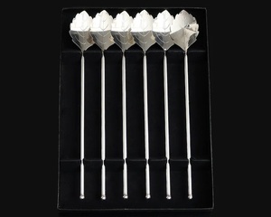 Juego de agitadores de cócteles con diseño de hoja, elegante mango largo, mezcla suave, accesorio de bar reutilizable, perfecto para bebidas, fiestas y bares - Product Image 1
