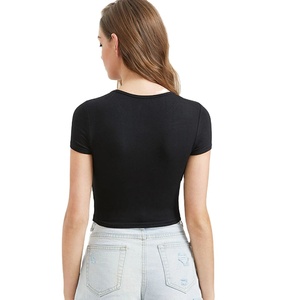 T-shirts courts vierges pour femmes en coton, couleur unie, personnalisables, à manches courtes - Product Image 4