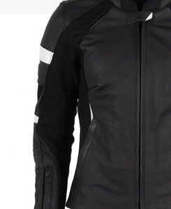 Moto femme 100% veste en cuir noir véritable veste de moto de haute qualité - Product Image 4