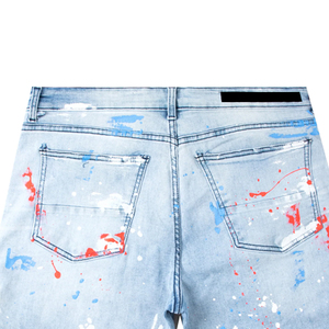 Pantalones cortos de mezclilla con cristales de diamantes de imitación y estampado personalizado de fabricante, pantalones cortos desgastados para hombre, pantalones vaqueros de moda Vintage, pantalones cortos para hombre de calidad - Product Image 5