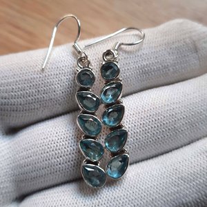 Boucles d'oreilles pendantes de luxe Silvar Dengal en argent sterling 925 pour femmes avec pierre précieuse améthyste naturelle pour les occasions de mariage et de fête - Product Image 2