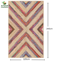Tapis de chambre 8x10 en jute, coton et denim, tressé à la main, antidérapant, écologique, adapté aux animaux, avec options de personnalisation