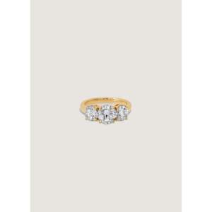 Anillo Geométrico de Oro de 10k Hecho a Mano por Vasquez con Diamantes y Granates, con Baño de Rodio, Certificado GRS, para Compromiso - Product Image 1