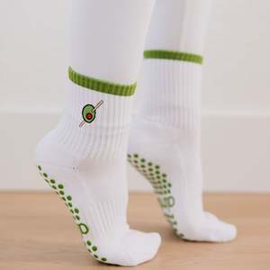 ODM Custom Pilates <b>Grip</b> <b>Socks</b> Embroidery Letter Design Anti-Slip Cotton Crew Yoga Daily Use Vietnam Manufacturer - Product Image 1