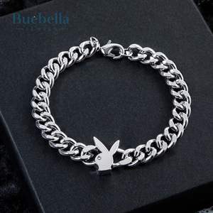 8mm 925 Sterling Silver Bunny Heads Cuban Bracelet for Men <b>Fine</b> Hip Hop Style Moissanite Jewelry - Product Image 3